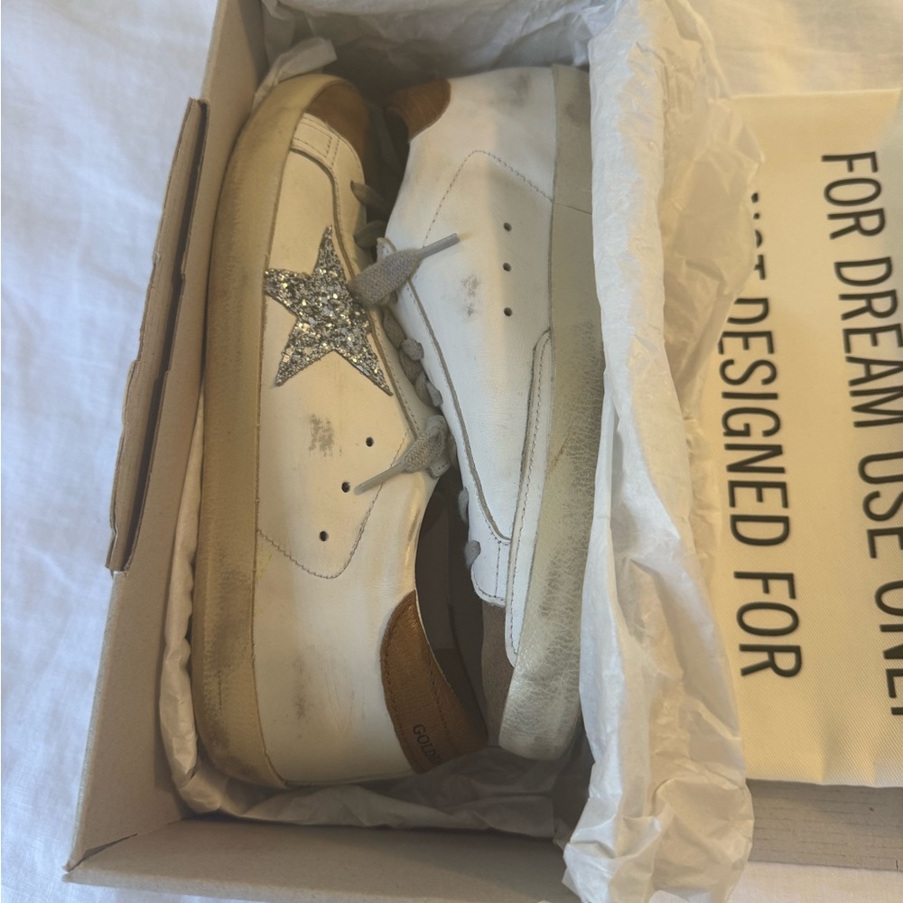 Golden Goose White Sneakers with Glitter Star